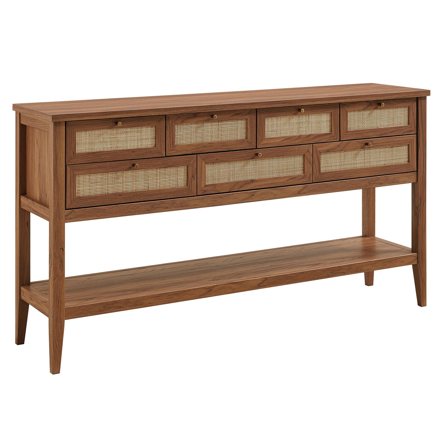 Wren 62 Inch Rattan Console Table in Walnut