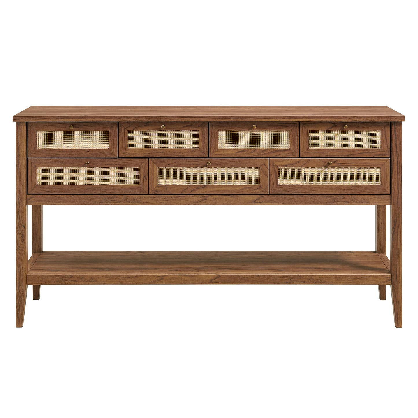 Wren 62 Inch Rattan Console Table in Walnut