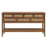 Wren 62 Inch Rattan Console Table in Walnut