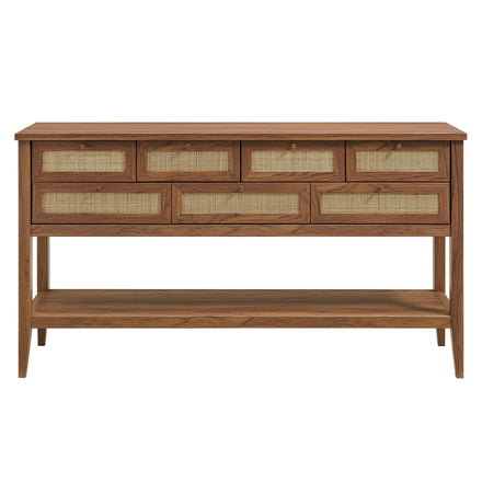 Soma 62 Inch Rattan Console Table in Walnut