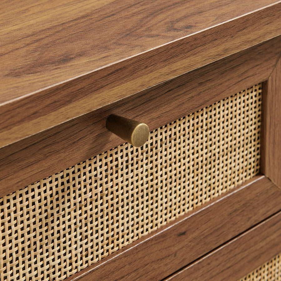 Wren 62 Inch Rattan Console Table in Walnut