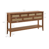 Wren 62 Inch Rattan Console Table in Walnut