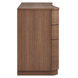 Mosaic 55" 6-Drawer Curved Office Desk in Brushed Brown Oak