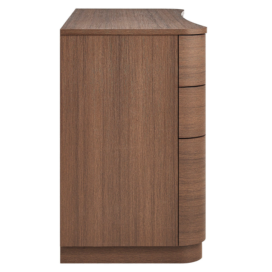 Mosaic 55" 6-Drawer Curved Office Desk in Brushed Brown Oak
