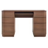 Mosaic 55" 6-Drawer Curved Office Desk in Brushed Brown Oak