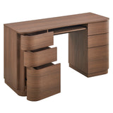 Mosaic 55" 6-Drawer Curved Office Desk in Brushed Brown Oak