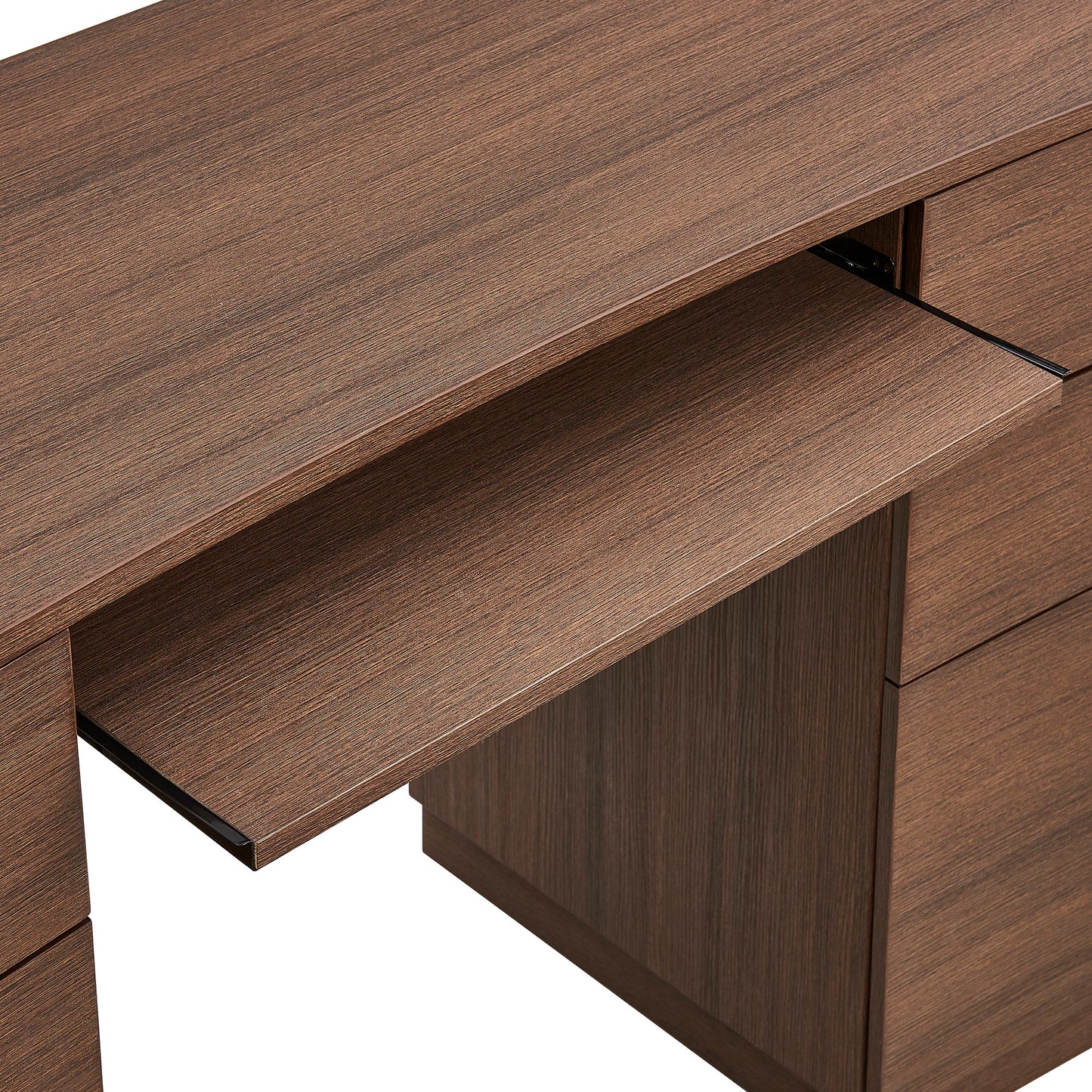 Mosaic 55" 6-Drawer Curved Office Desk in Brushed Brown Oak