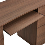Mosaic 55" 6-Drawer Curved Office Desk in Brushed Brown Oak