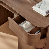 Mosaic 55" 6-Drawer Curved Office Desk in Brushed Brown Oak