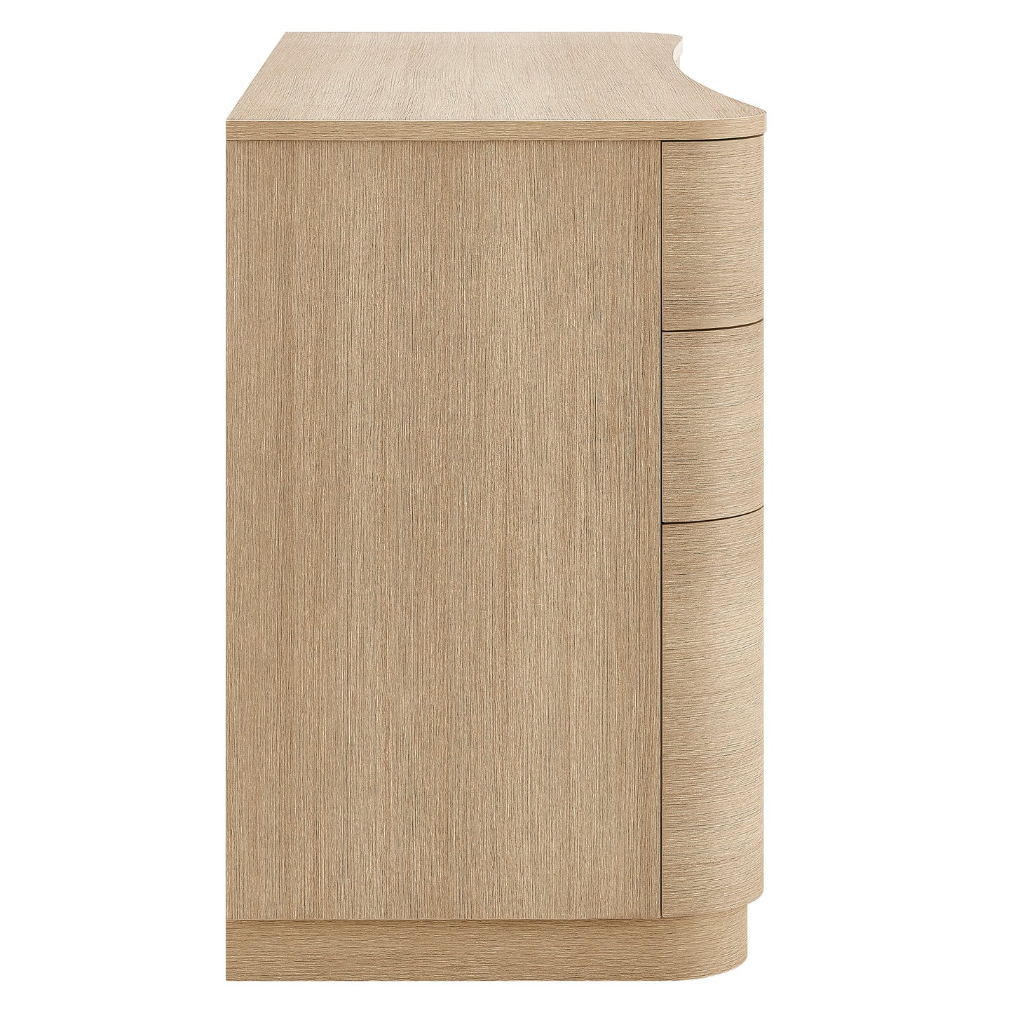 Mosaic 55" 6-Drawer Curved Office Desk in Brushed Light Oak