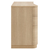 Mosaic 55" 6-Drawer Curved Office Desk in Brushed Light Oak