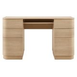 Mosaic 55" 6-Drawer Curved Office Desk in Brushed Light Oak