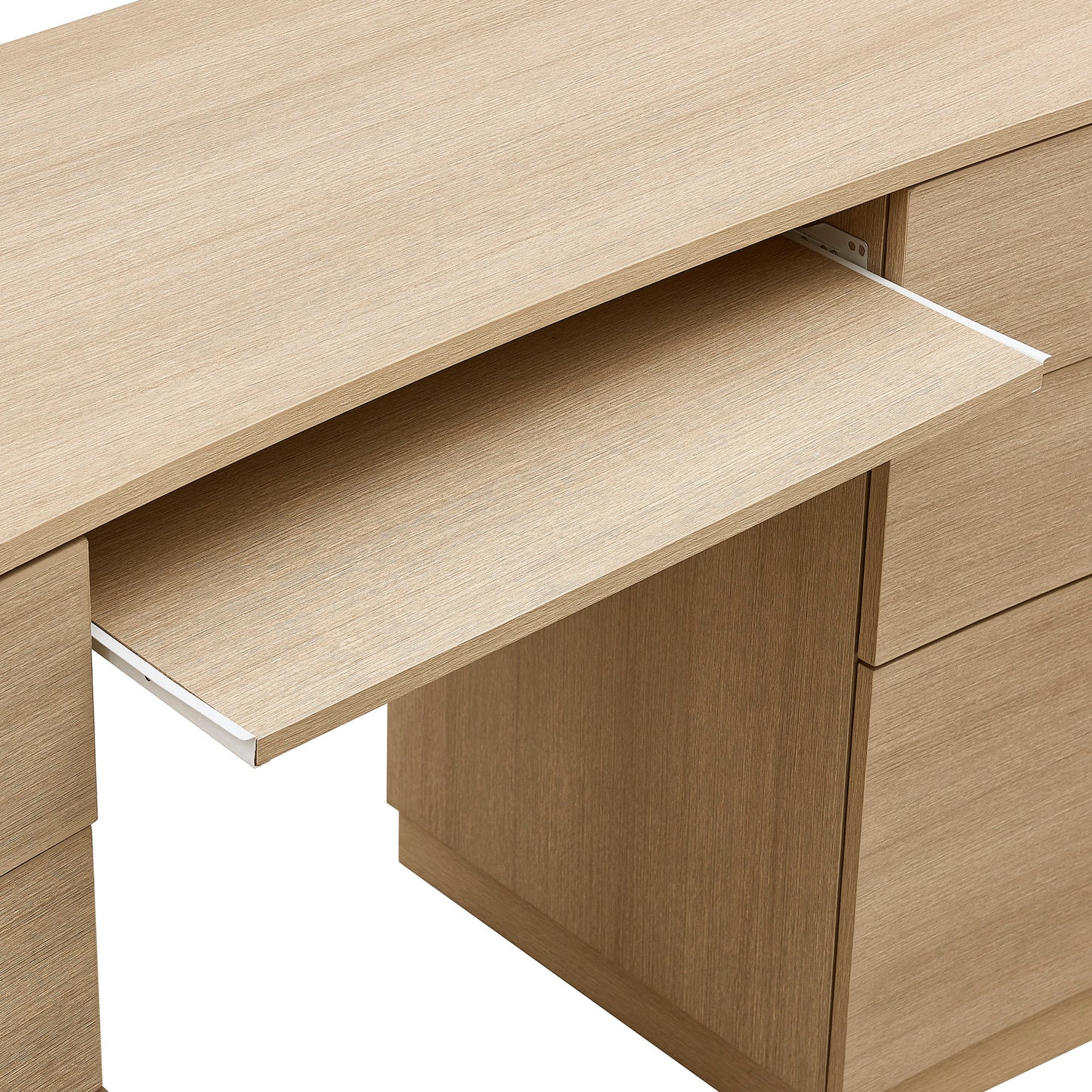 Mosaic 55" 6-Drawer Curved Office Desk in Brushed Light Oak