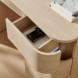 Mosaic 55" 6-Drawer Curved Office Desk in Brushed Light Oak