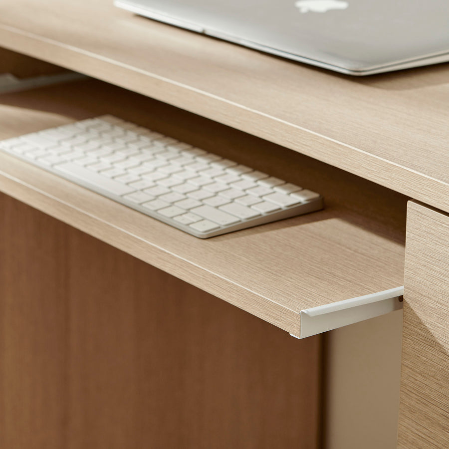 Mosaic 55" 6-Drawer Curved Office Desk in Brushed Light Oak