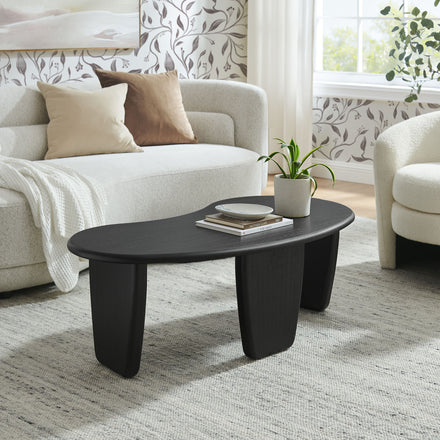 Vetra Kidney-Shaped Free Coffee Table in Black