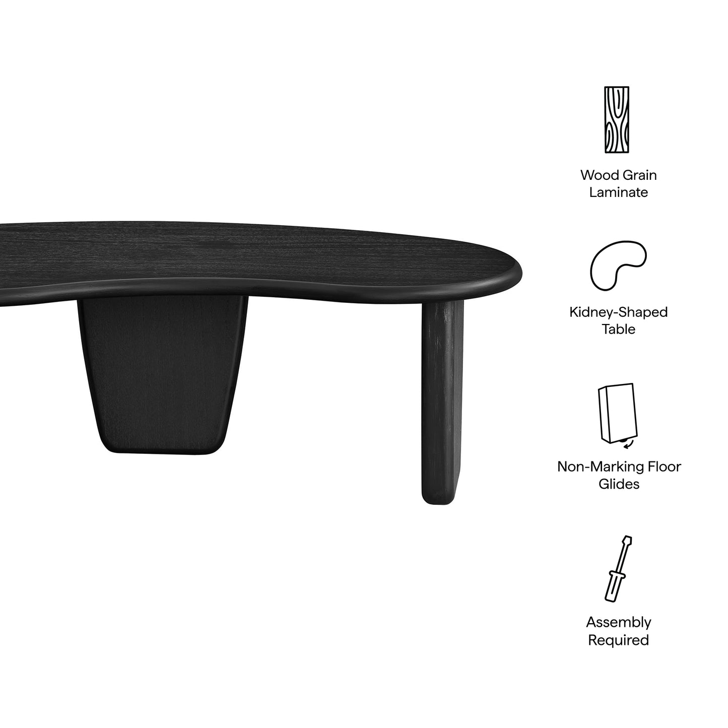 Vetra Kidney-Shaped Free Coffee Table by Furniture For America