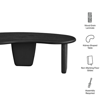 Vetra Kidney-Shaped Free Coffee Table in Black