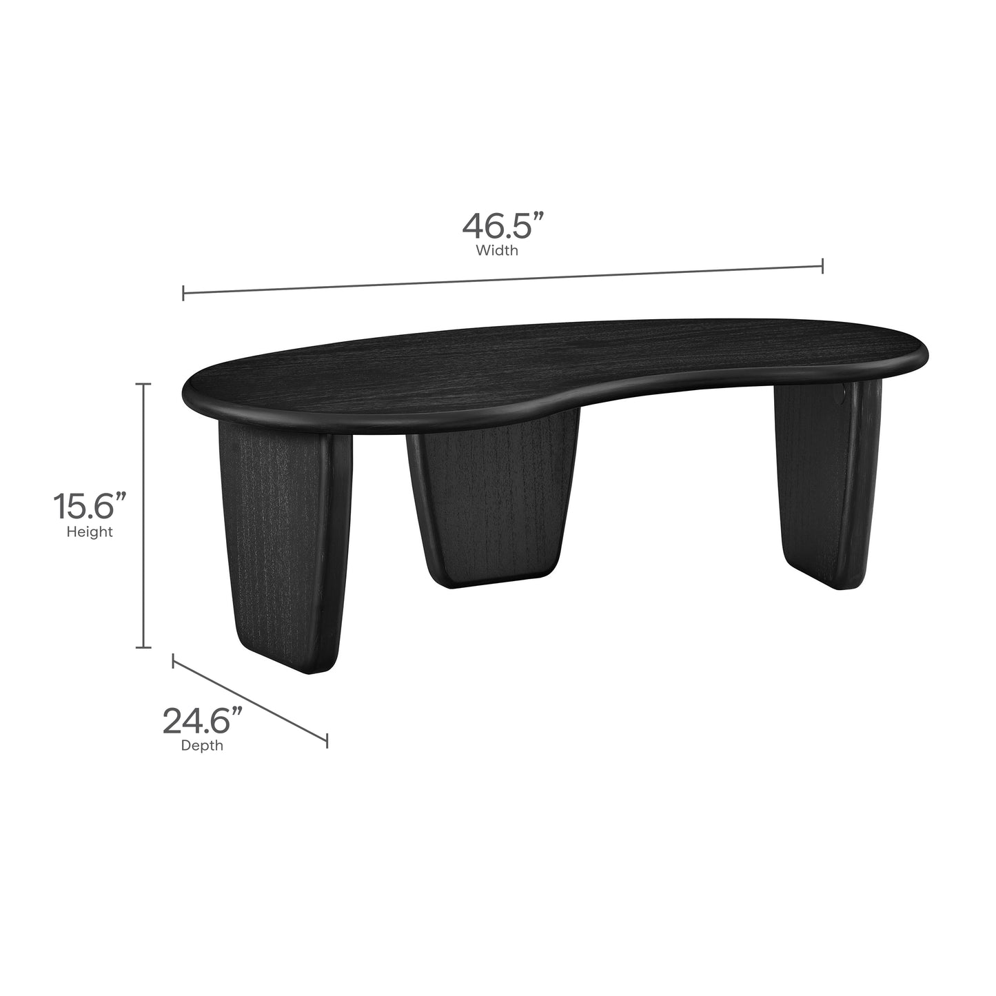 Vetra Kidney-Shaped Free Coffee Table by Furniture For America