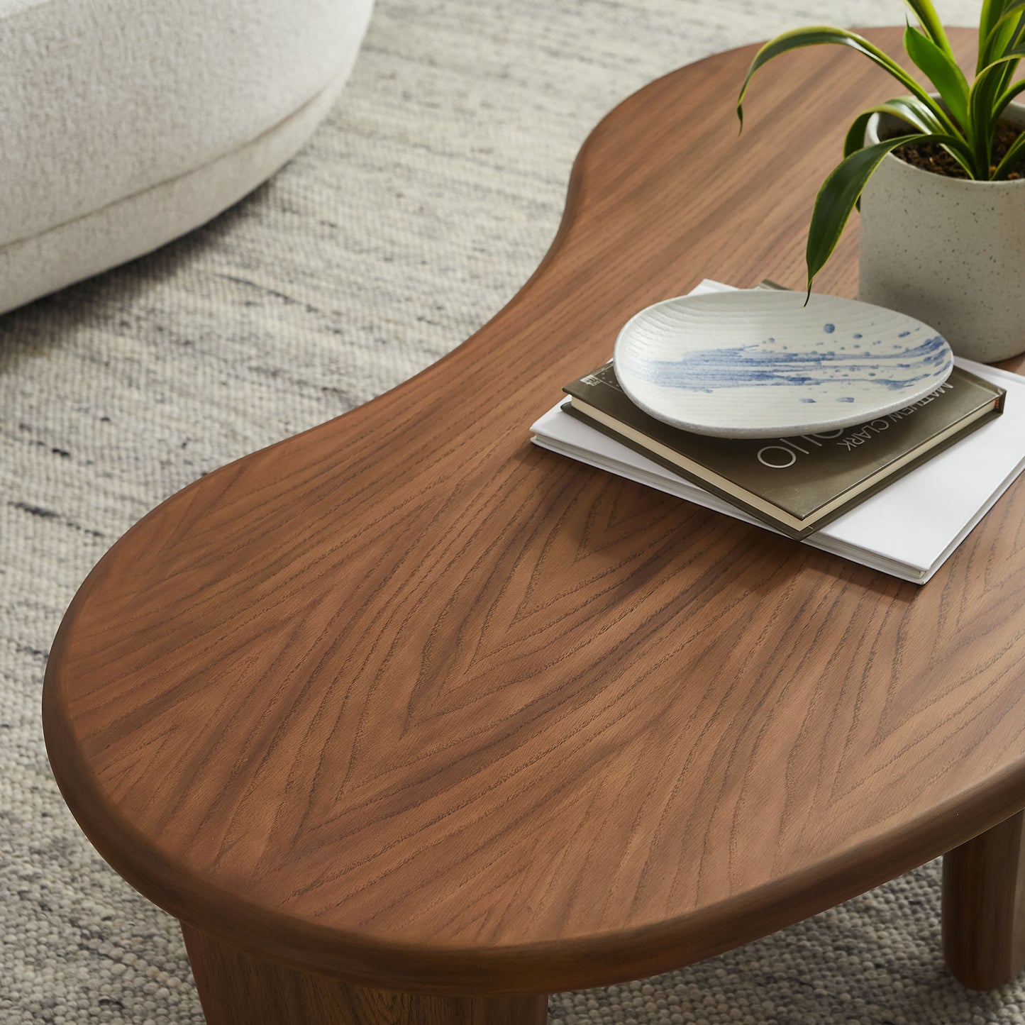 Vetra Kidney-Shaped Free Coffee Table by Furniture For America