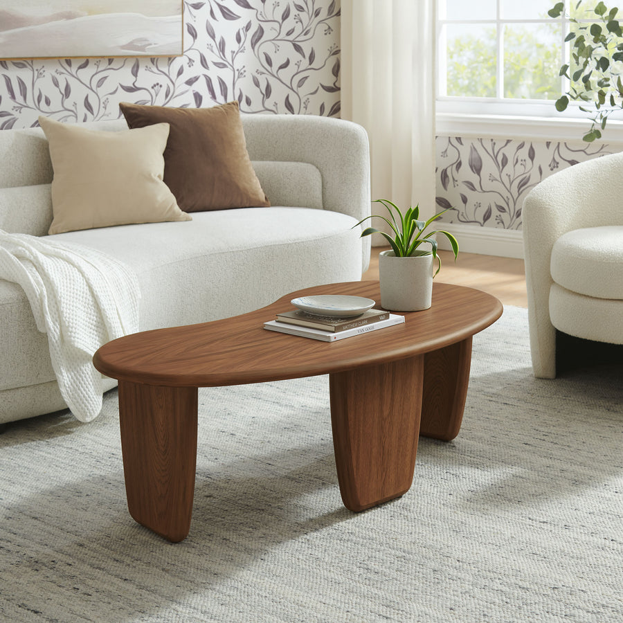 Gamla Kidney-Shaped Free Coffee Table in Walnut