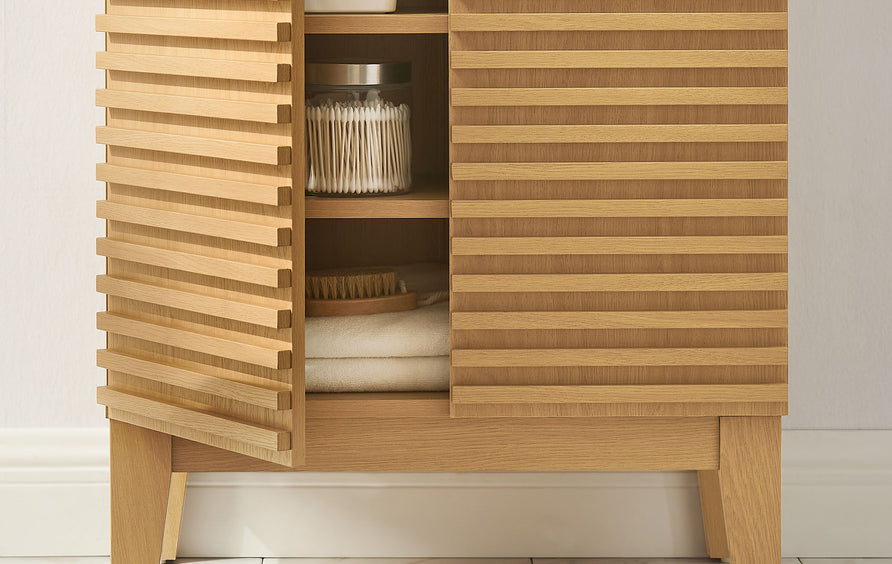 Vera Freestanding Bathroom Storage Cabinet in Oak