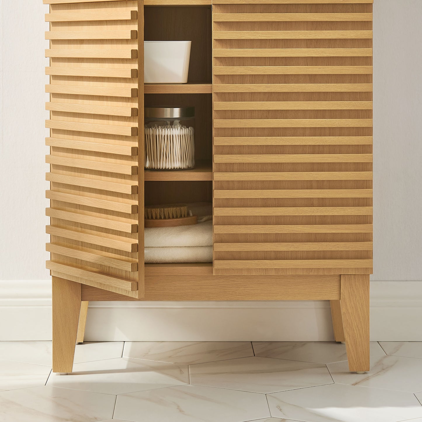 Vera Freestanding Bathroom Storage Cabinet in Oak