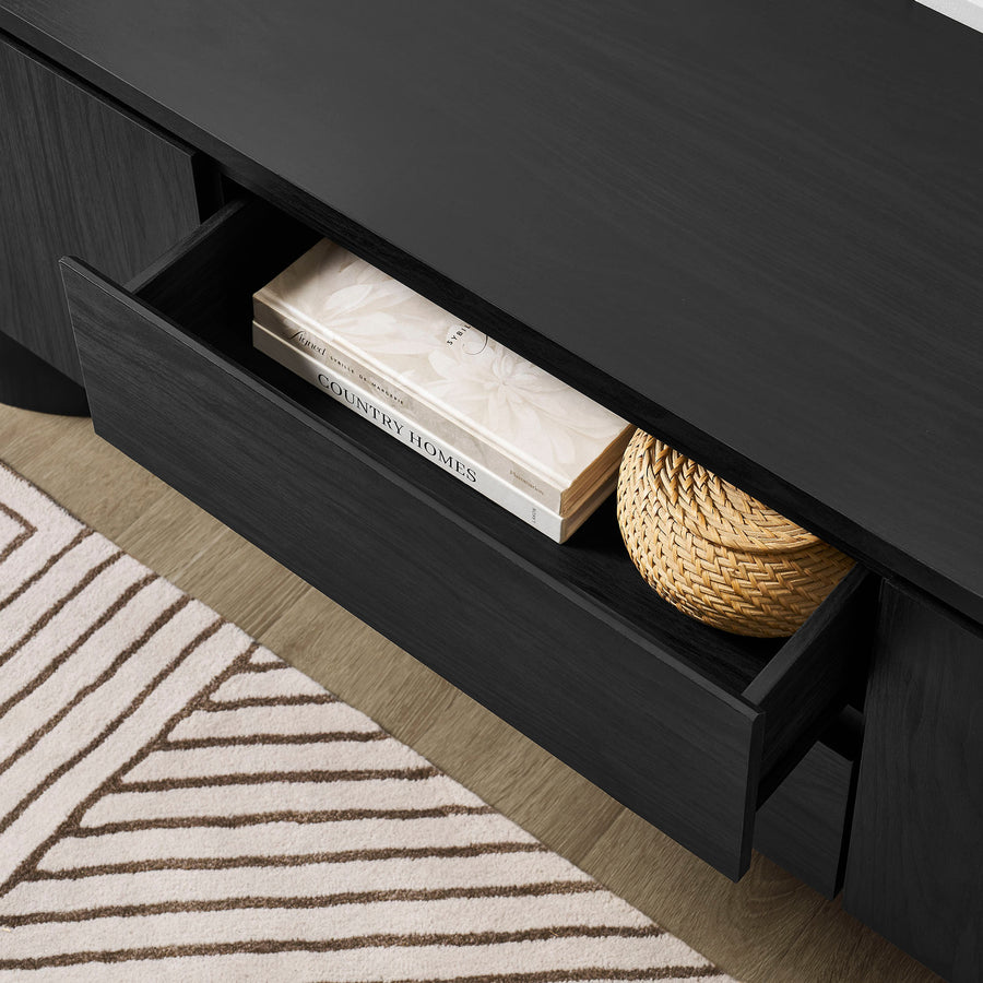 Laurel 71 Inch Oval TV Cabinet in Black