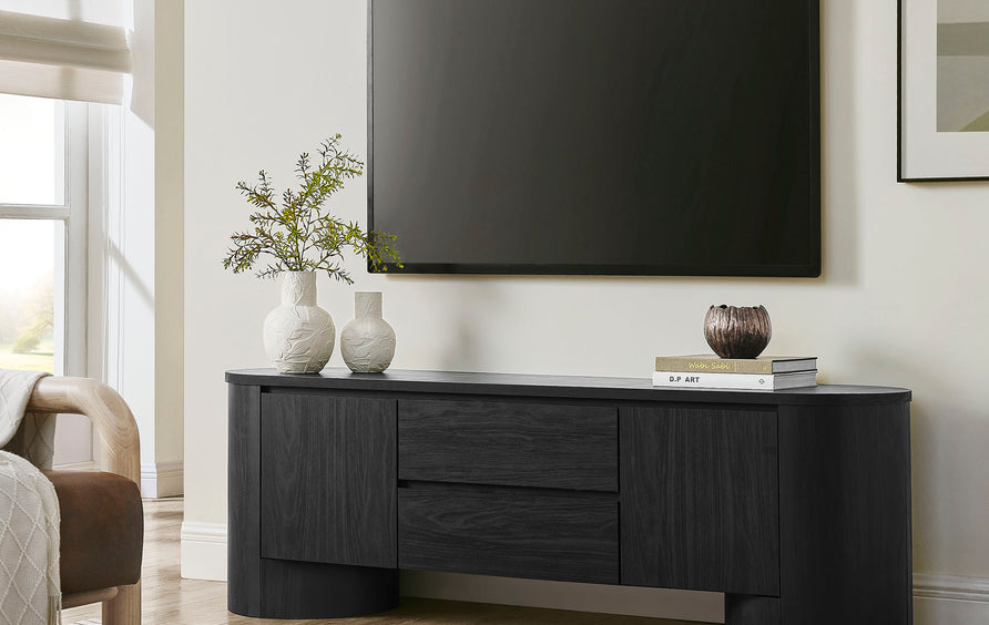 Laurel 71 Inch Oval TV Cabinet in Black