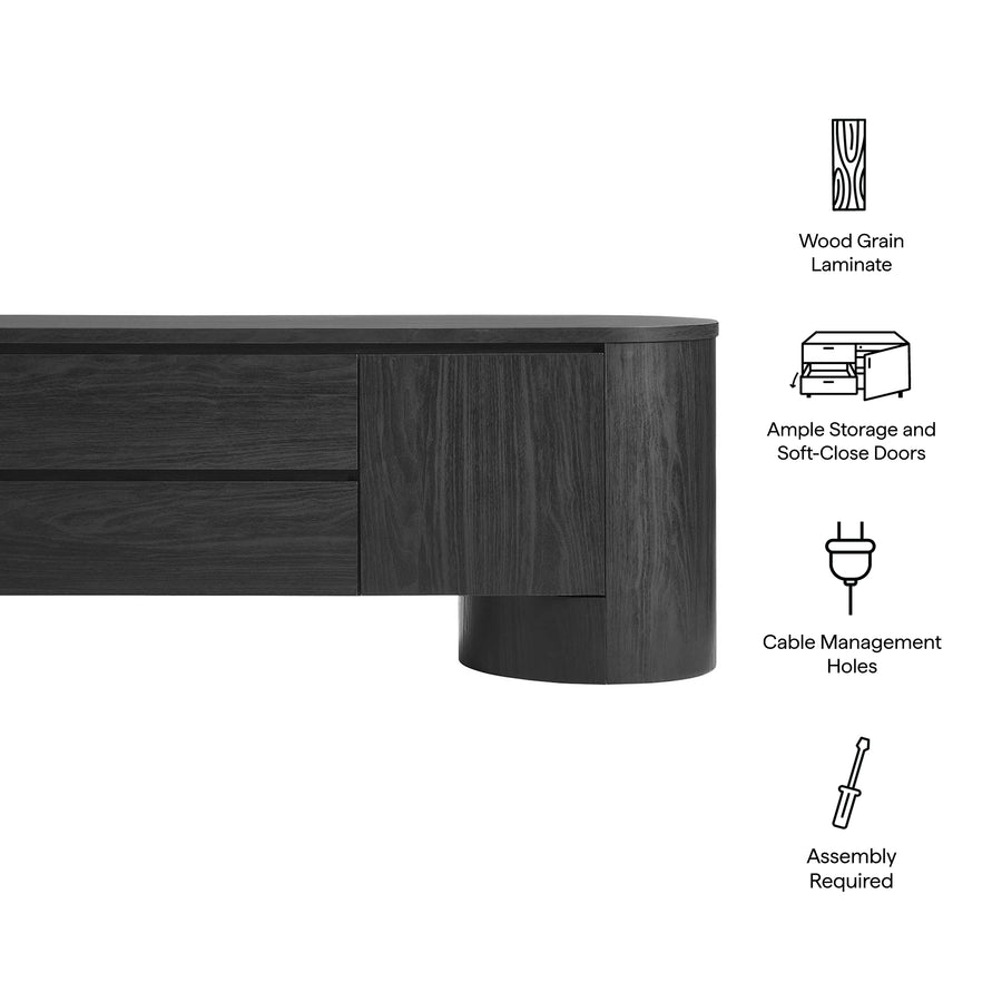 Laurel 71 Inch Oval TV Cabinet in Black