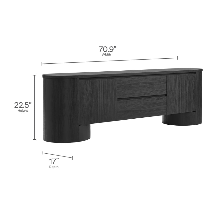 Laurel 71 Inch Oval TV Cabinet in Black
