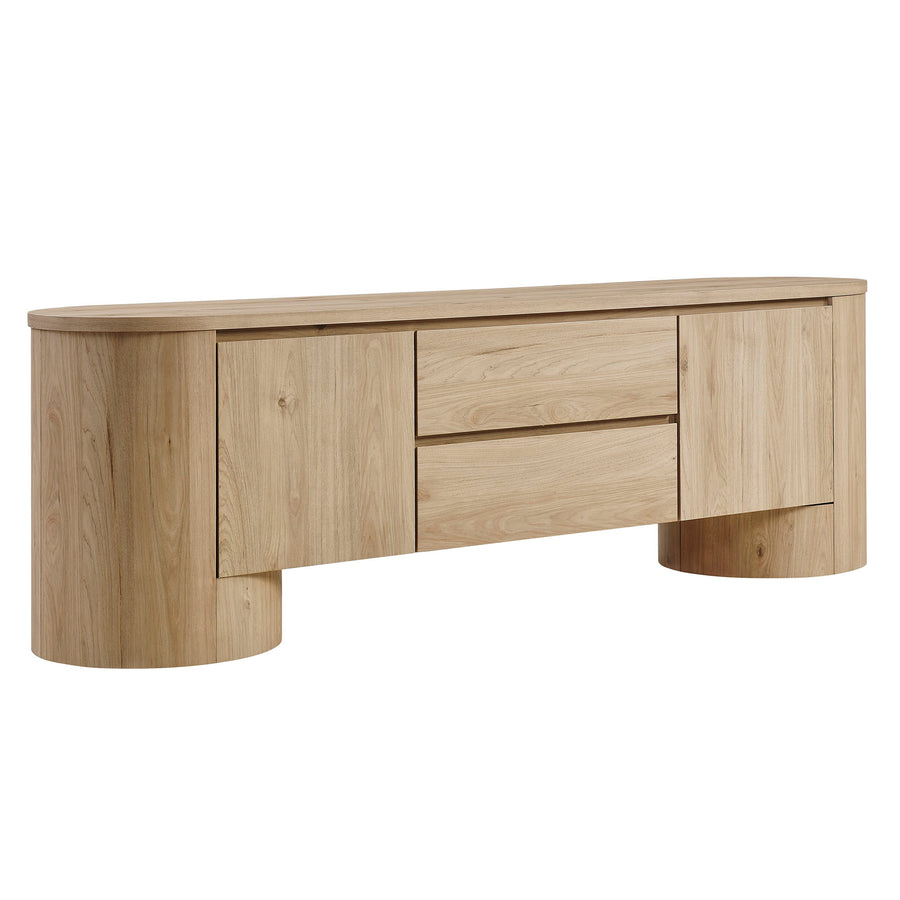 Laurel 71 Inch Oval TV Cabinet in Light Oak