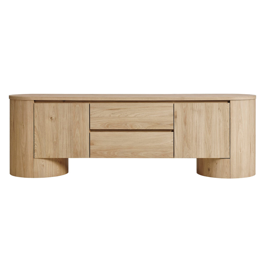 Laurel 71 Inch Oval TV Cabinet in Light Oak