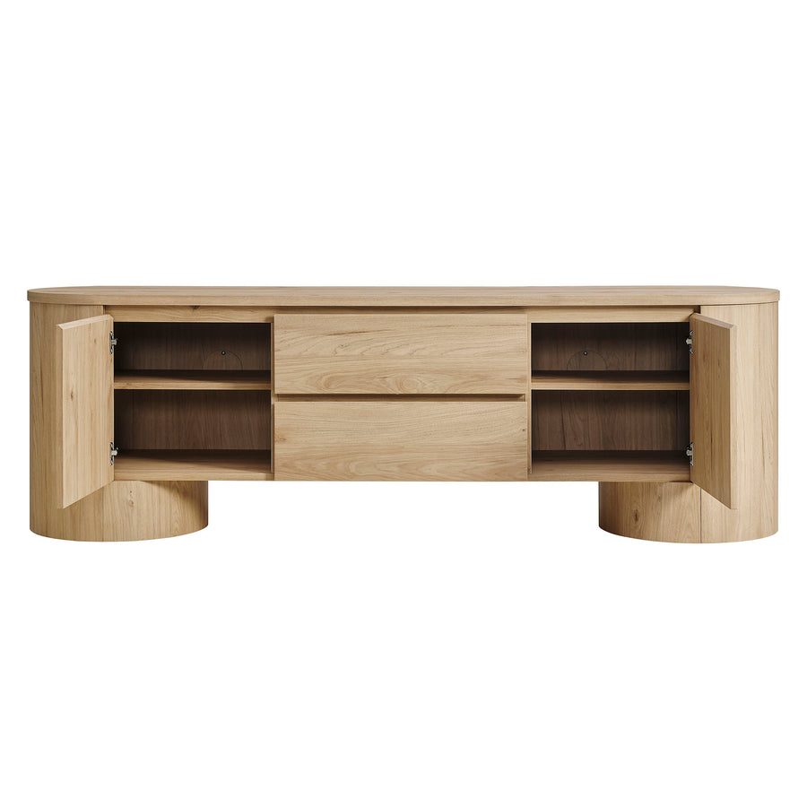 Laurel 71 Inch Oval TV Cabinet in Light Oak