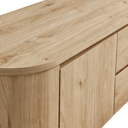 Duval 71 Inch Oval TV Cabinet in Light Oak