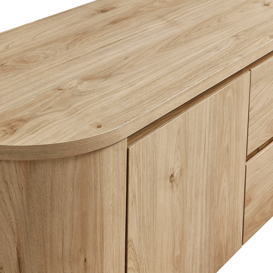 Laurel 71 Inch Oval TV Cabinet in Light Oak