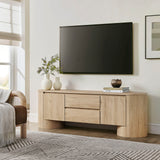 Laurel 71 Inch Oval TV Cabinet in Light Oak