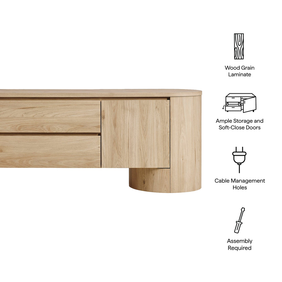Laurel 71 Inch Oval TV Cabinet in Light Oak