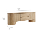 Laurel 71 Inch Oval TV Cabinet in Light Oak