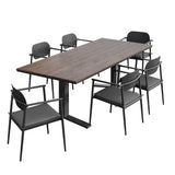 Amber 7-Piece Outdoor Patio Aluminum Dining Set in Charcoal