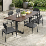 Amber 7-Piece Outdoor Patio Aluminum Dining Set in Charcoal