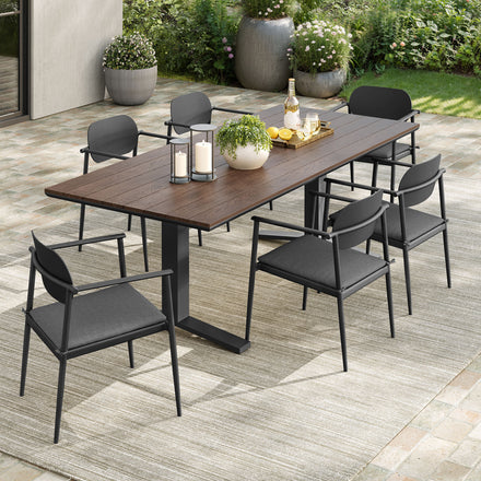 Aeris 7-Piece Outdoor Patio Aluminum Dining Set in Charcoal