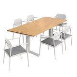 Amber 7-Piece Outdoor Patio Aluminum Dining Set in White Light Gray
