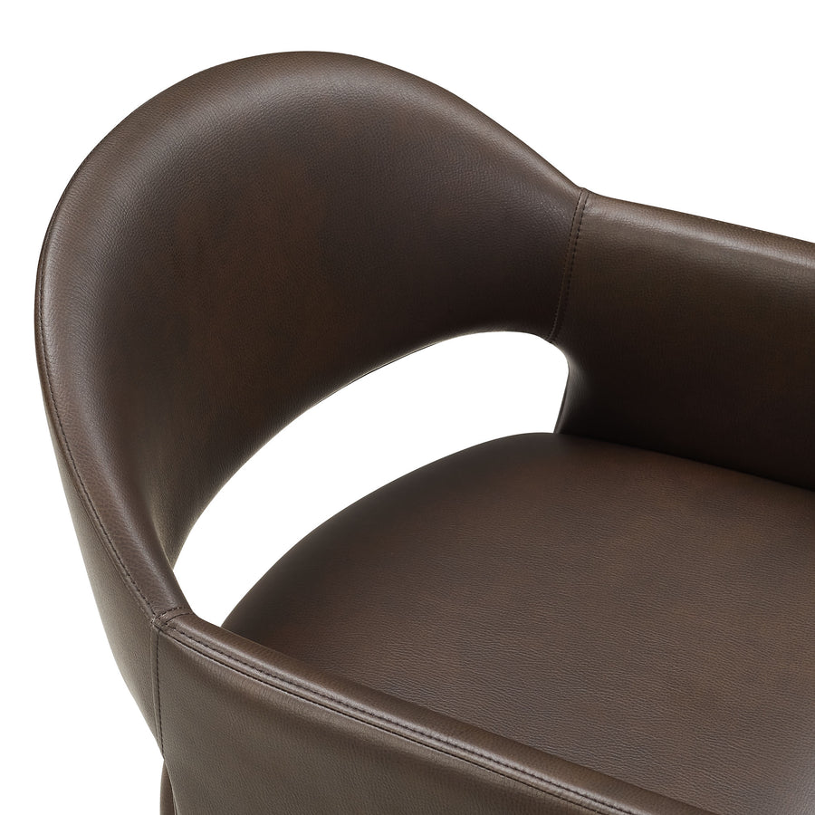 Quartz Vegan Leather Dining Armchair in Espresso