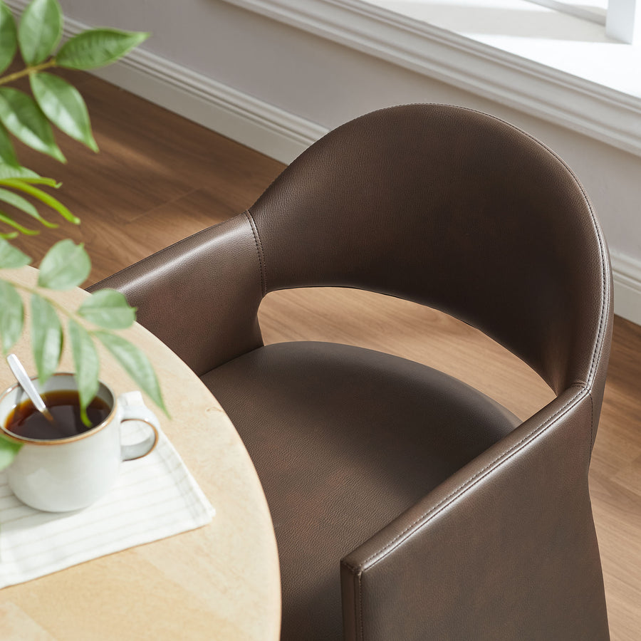Quartz Vegan Leather Dining Armchair in Espresso