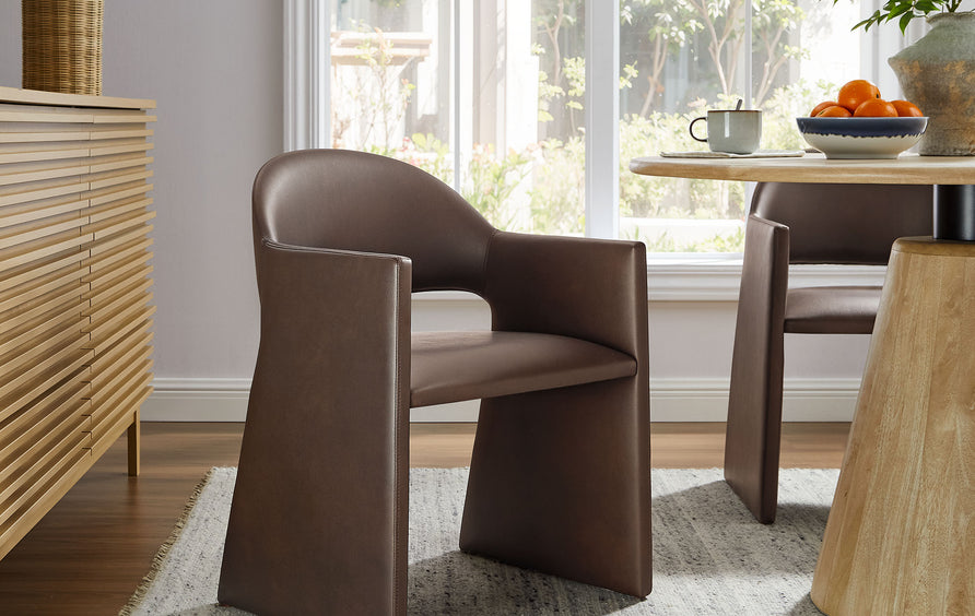 Quartz Vegan Leather Dining Armchair in Espresso