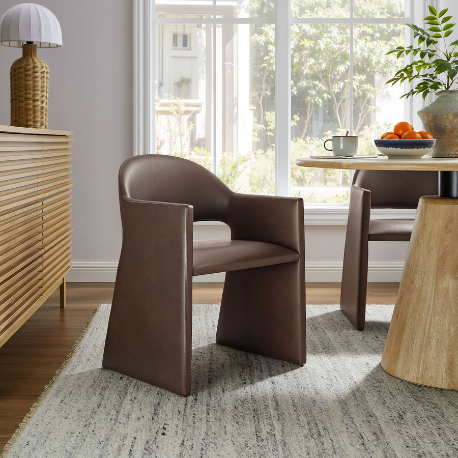 Quartz Vegan Leather Dining Armchair in Espresso