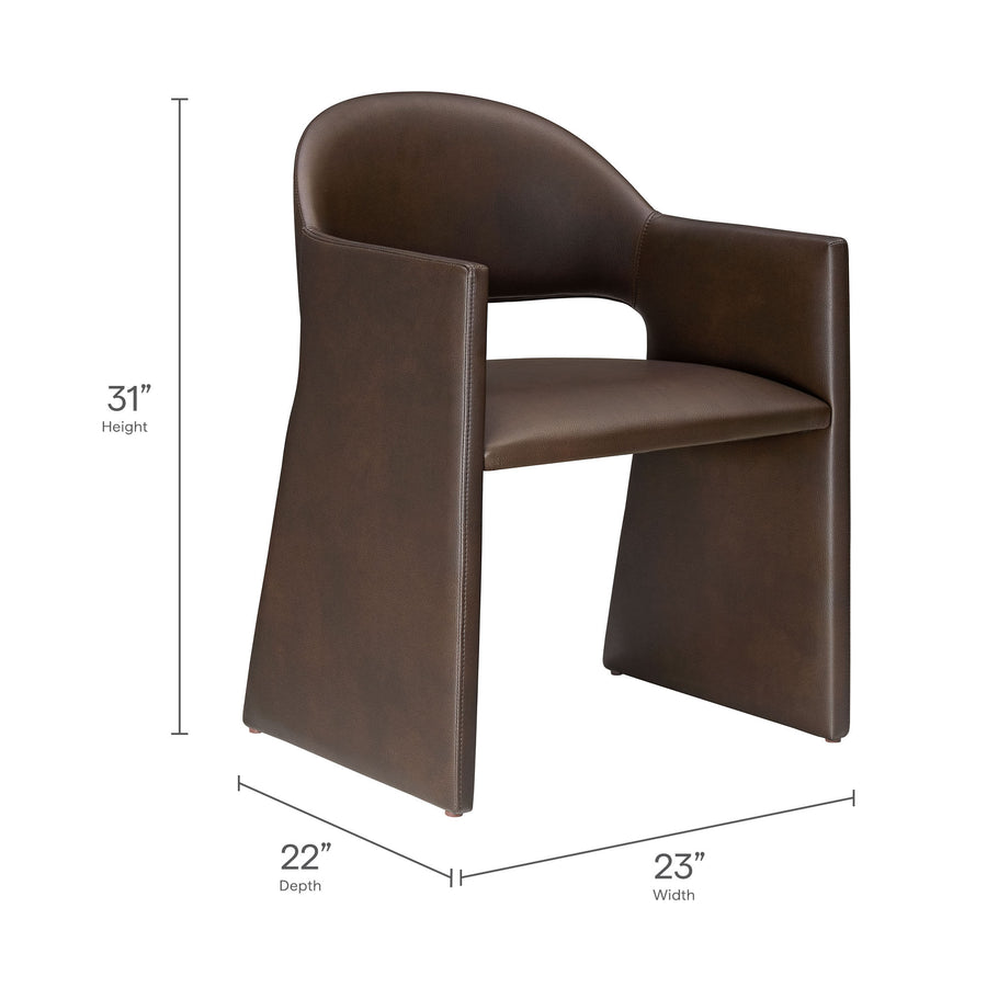 Quartz Vegan Leather Dining Armchair in Espresso
