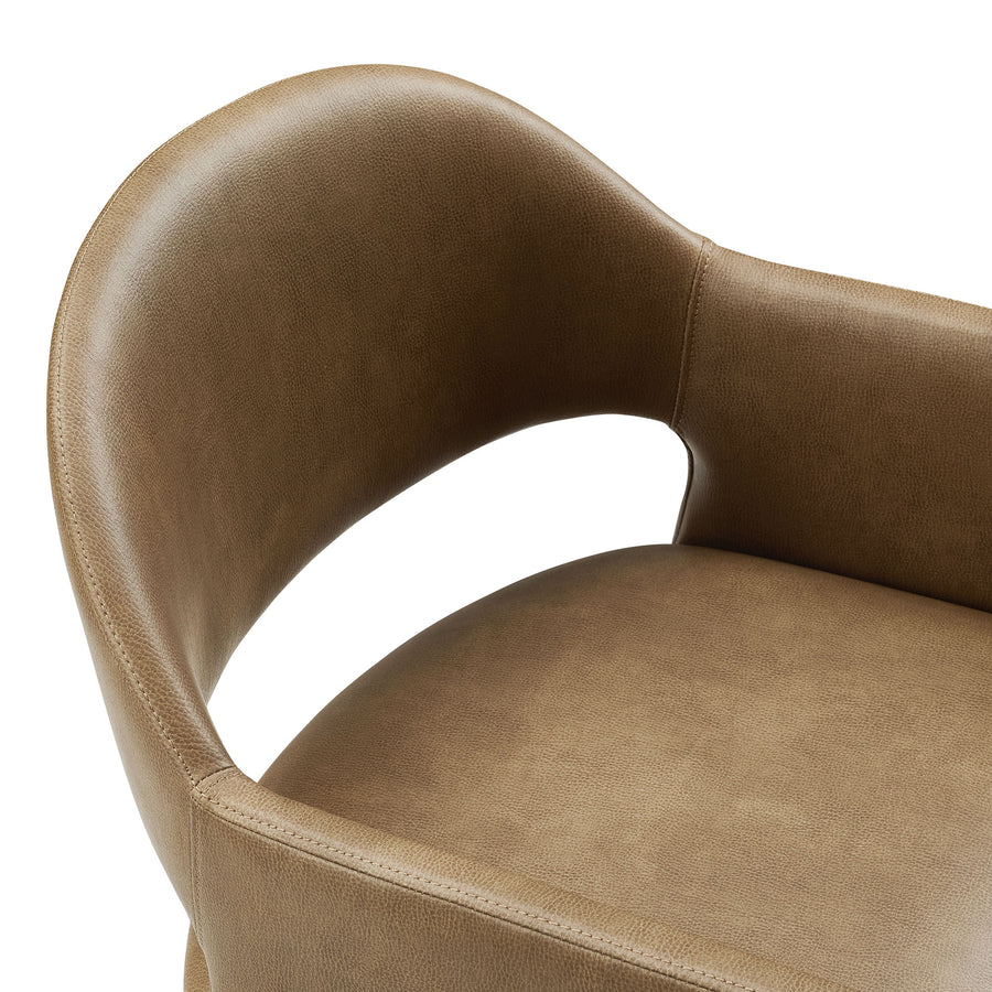 Quartz Vegan Leather Dining Armchair in Toast