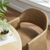 Quartz Vegan Leather Dining Armchair in Toast